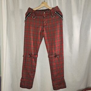 Rare Vintage Lip Service red plaid bondage pants size 28
